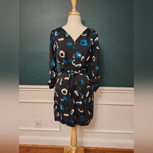 Elegant Black and Blue Patterned Dress
